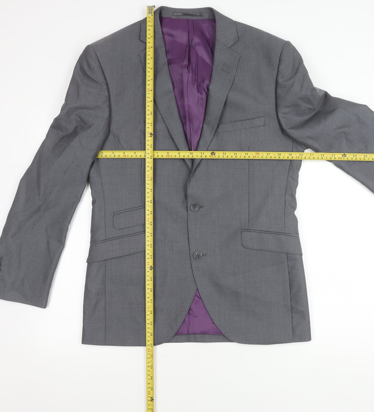 Brook Taverner Men's Grey 40R Wool Blazer Jacket Formal Notch Lapel