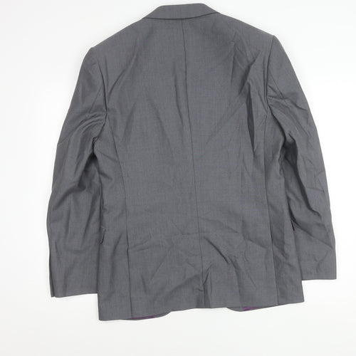 Brook Taverner Men's Grey 40R Wool Blazer Jacket Formal Notch Lapel
