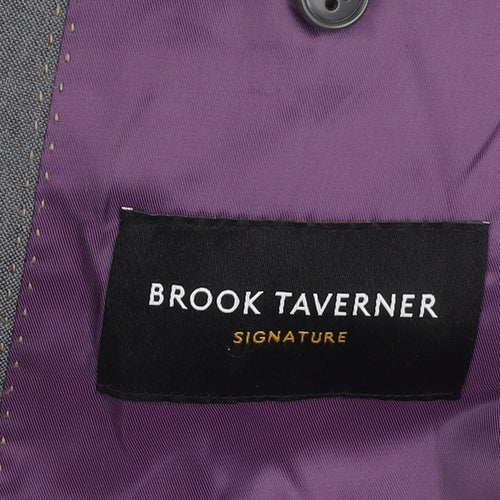 Brook Taverner Men's Grey 40R Wool Blazer Jacket Formal Notch Lapel