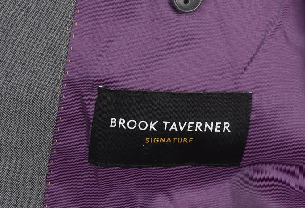 Brook Taverner Men's Grey 40R Wool Blazer Jacket Formal Notch Lapel