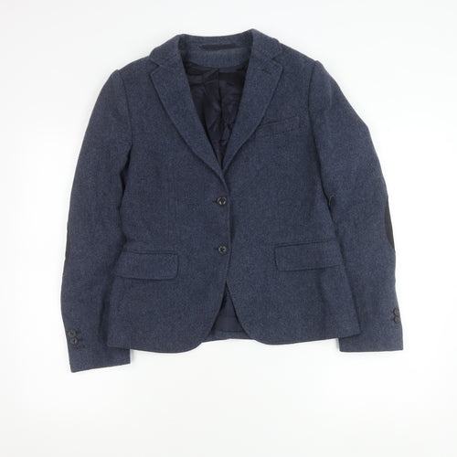 Gant Women's Blue Tweed Wool Blazer UK 12 Regular Fit