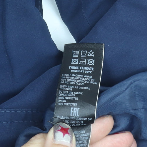 Marks and Spencer Womens Navy Blue Size 10 Polyester Mid-Length Overcoat