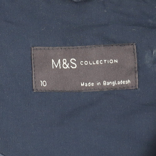 Marks and Spencer Womens Navy Blue Size 10 Polyester Mid-Length Overcoat