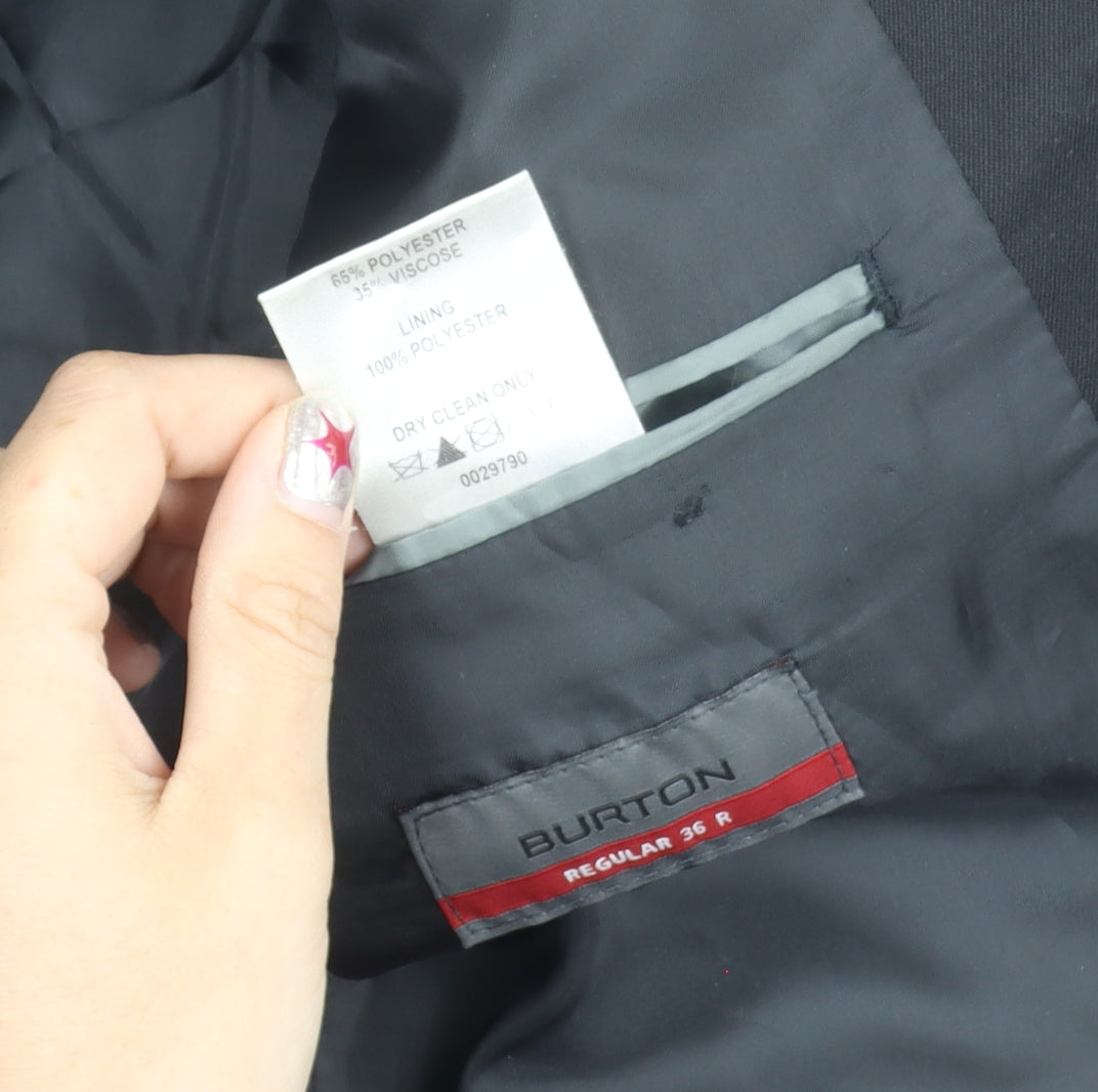 Burton Men’s Black 36R Regular Fit Single Breasted Blazer Jacket