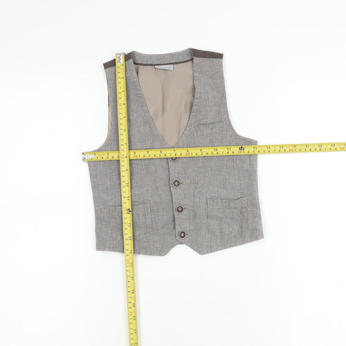 Next Boys Grey Check Linen Cotton Waistcoat 5 Years Formal Wedding