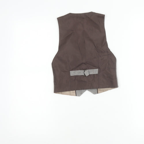 Next Boys Grey Check Linen Cotton Waistcoat 5 Years Formal Wedding