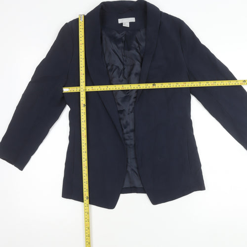 H&M Women’s Blue Size 8 Shawl Lapel Blazer Jacket Workwear