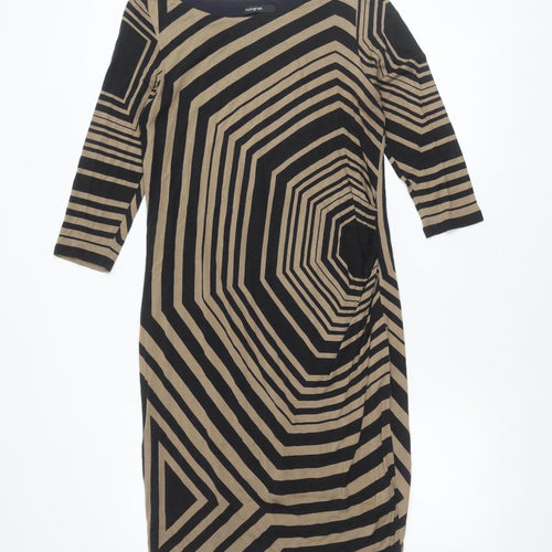Marks and Spencer Autograph Women’s Black Beige Geometric Sheath Dress UK 14