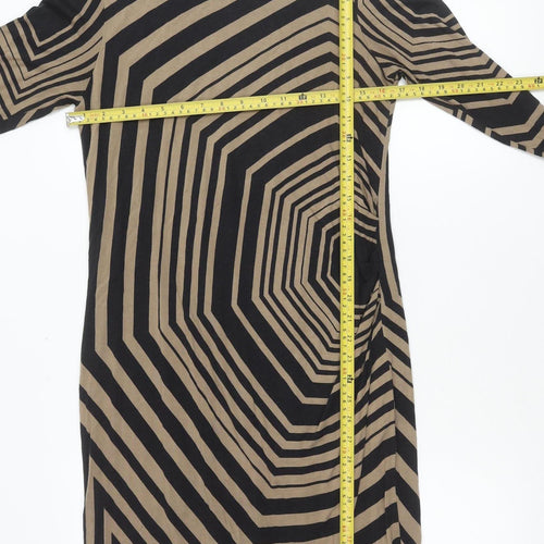 Marks and Spencer Autograph Women’s Black Beige Geometric Sheath Dress UK 14