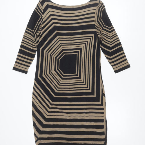 Marks and Spencer Autograph Women’s Black Beige Geometric Sheath Dress UK 14