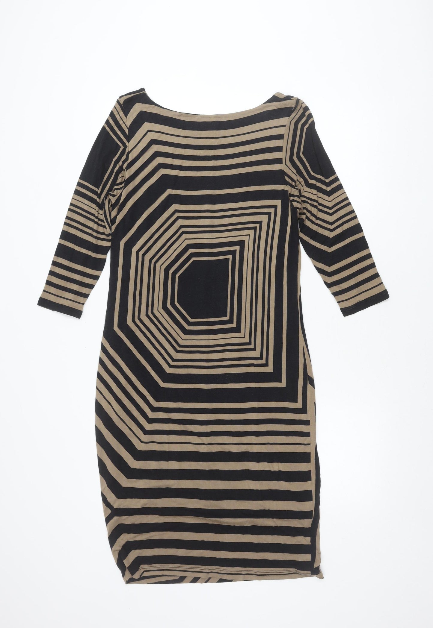 Marks and Spencer Autograph Women’s Black Beige Geometric Sheath Dress UK 14