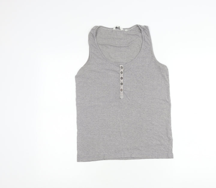 FatFace Womens Grey Tank Top UK 10 Sleeveless Scoop Neck Jersey