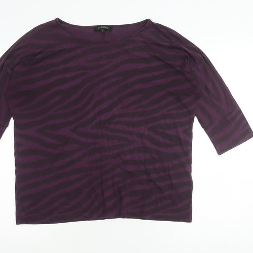 Jaeger Women’s Purple Animal Print T-Shirt M 3/4 Sleeve Jersey Top