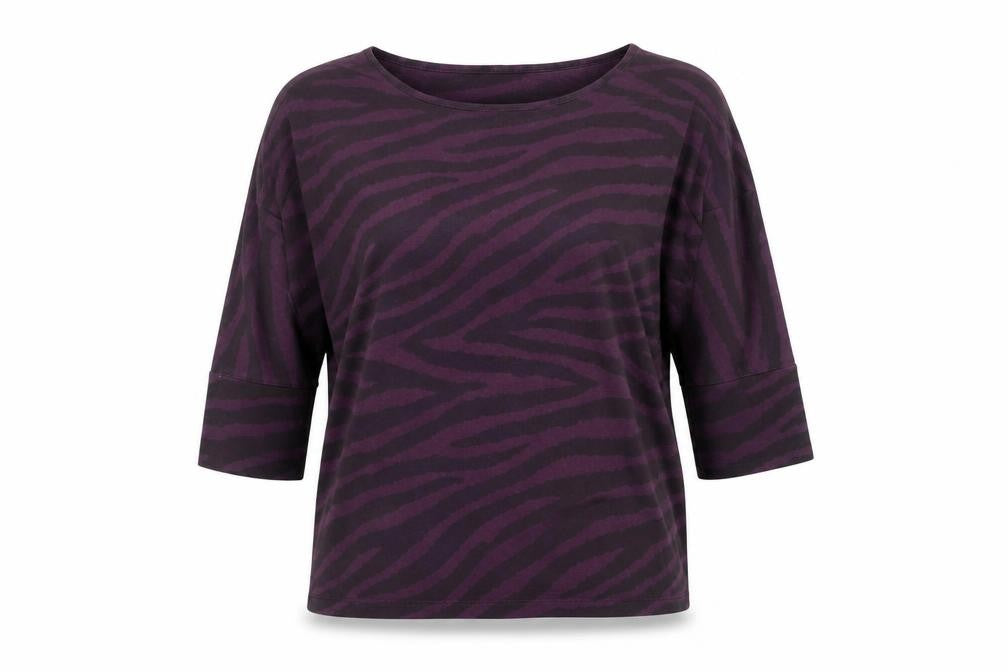 Jaeger Women’s Purple Animal Print T-Shirt M 3/4 Sleeve Jersey Top