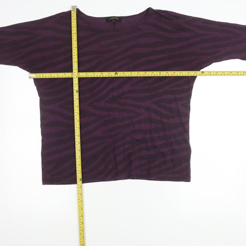 Jaeger Women’s Purple Animal Print T-Shirt M 3/4 Sleeve Jersey Top