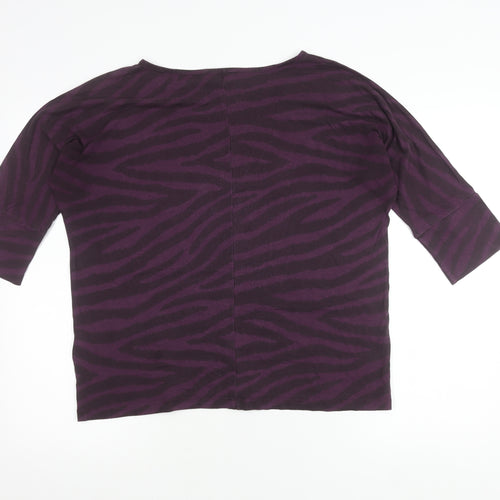 Jaeger Women’s Purple Animal Print T-Shirt M 3/4 Sleeve Jersey Top