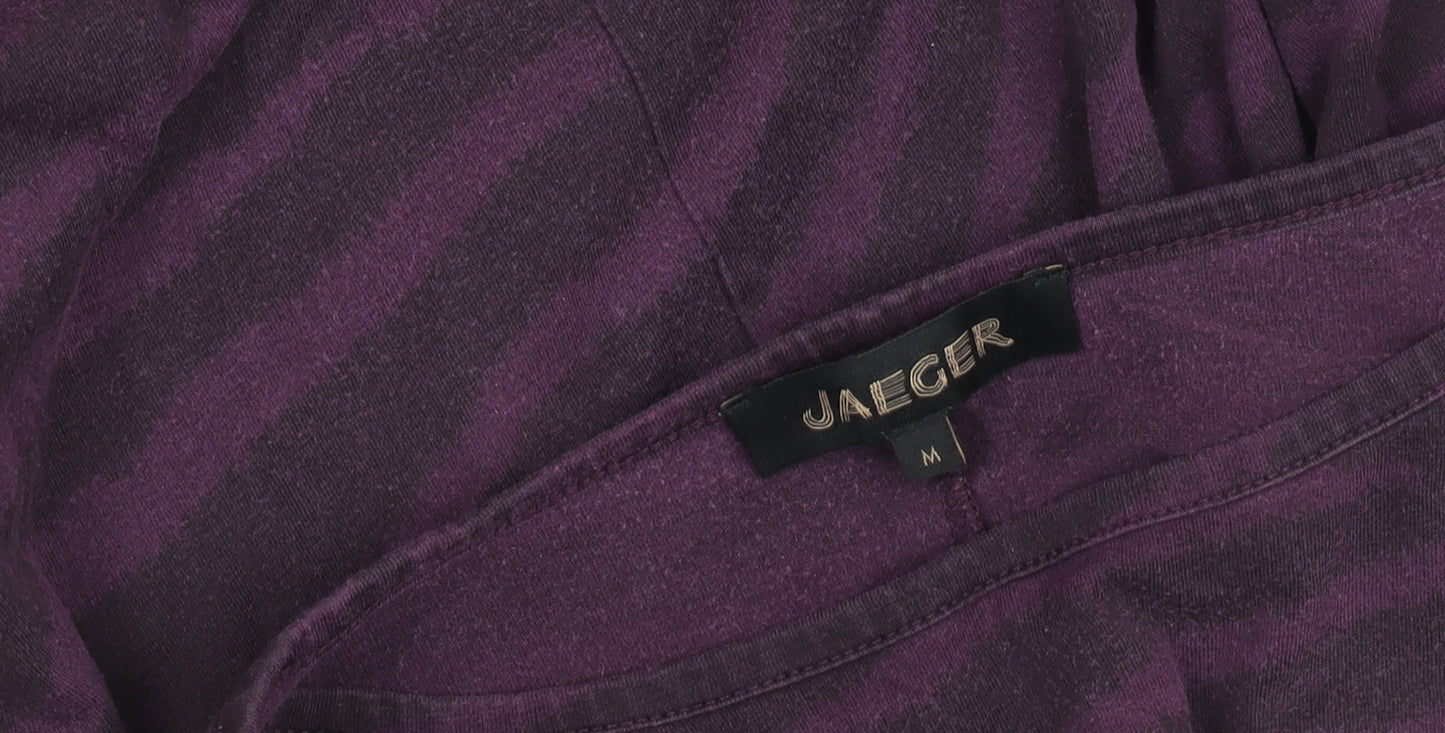 Jaeger Women’s Purple Animal Print T-Shirt M 3/4 Sleeve Jersey Top