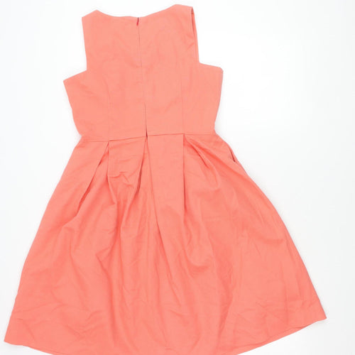 Maison Olivia Women’s Orange Cotton A-Line Sleeveless Dress Size 12
