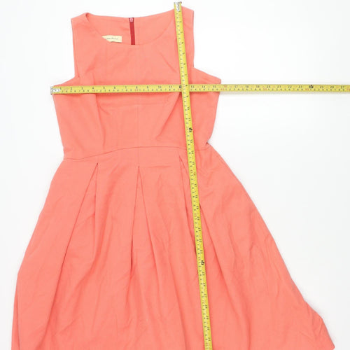 Maison Olivia Women’s Orange Cotton A-Line Sleeveless Dress Size 12