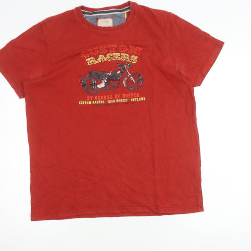 St George by Duffer Men's Red Graphic Biker T-Shirt Size L