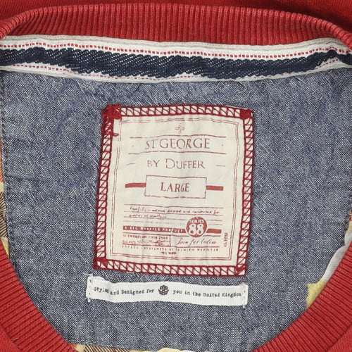 St George by Duffer Men's Red Graphic Biker T-Shirt Size L