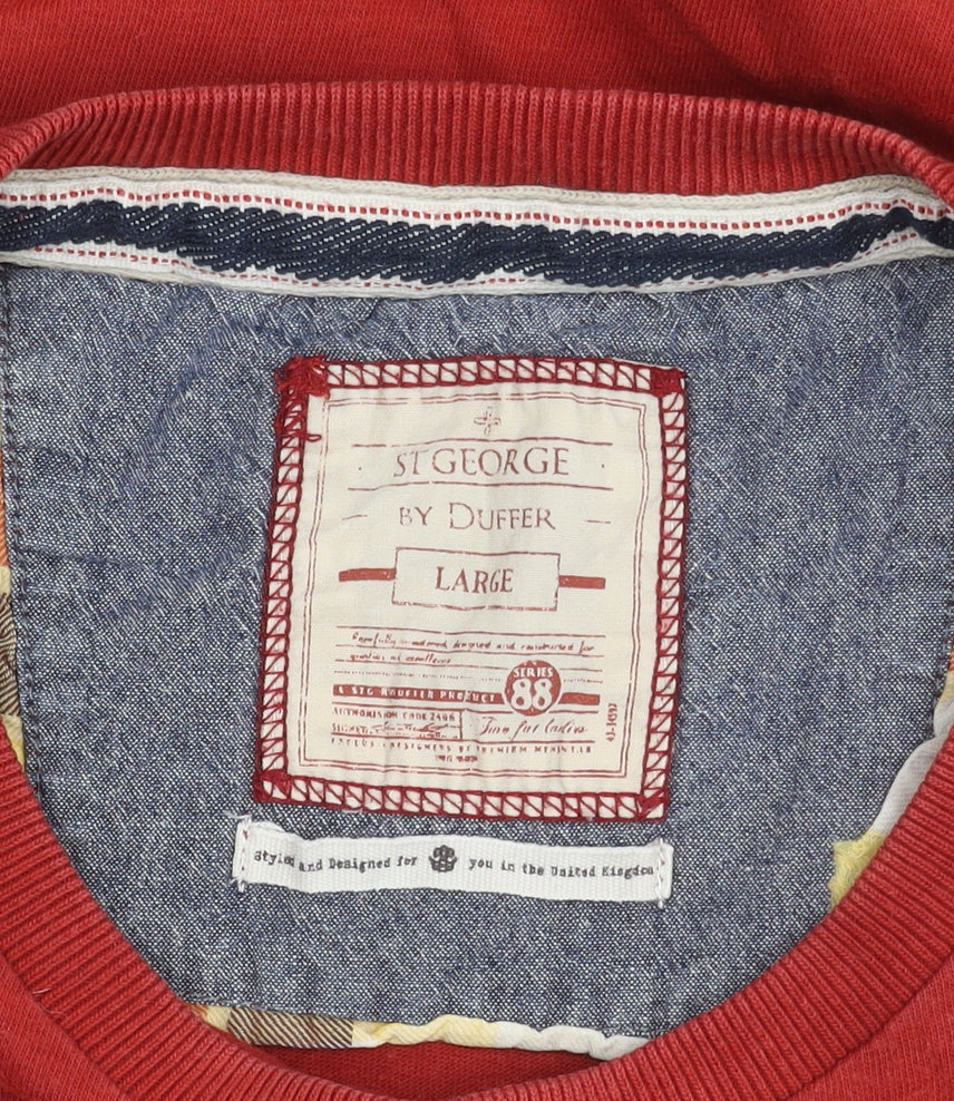 St George by Duffer Men's Red Graphic Biker T-Shirt Size L