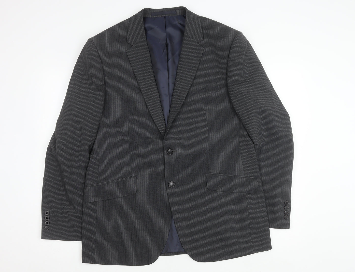 Marks and Spencer Men’s Grey Pinstripe Blazer Jacket 42in Chest Regular Fit