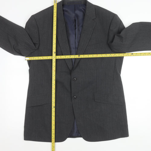 Marks and Spencer Men’s Grey Pinstripe Blazer Jacket 42in Chest Regular Fit
