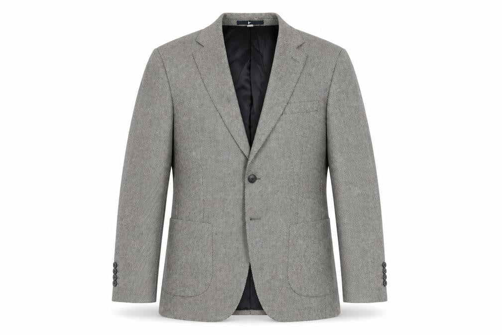 Front view of Marks & Spencer Men’s Grey Wool Blend Tweed Blazer Jacket 40” L