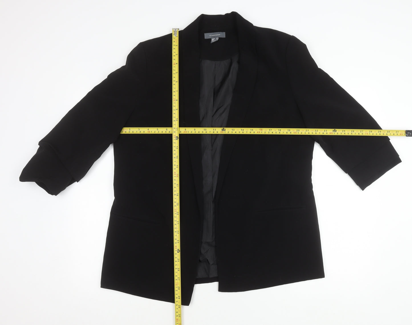 Atmosphere Women’s Black Blazer UK 16 Shawl Collar 3/4 Sleeve