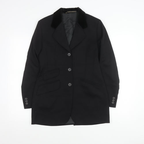 Marks and Spencer Women's Black Wool Blazer Jacket UK 8