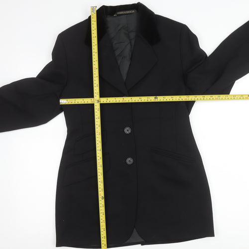Marks and Spencer Women's Black Wool Blazer Jacket UK 8