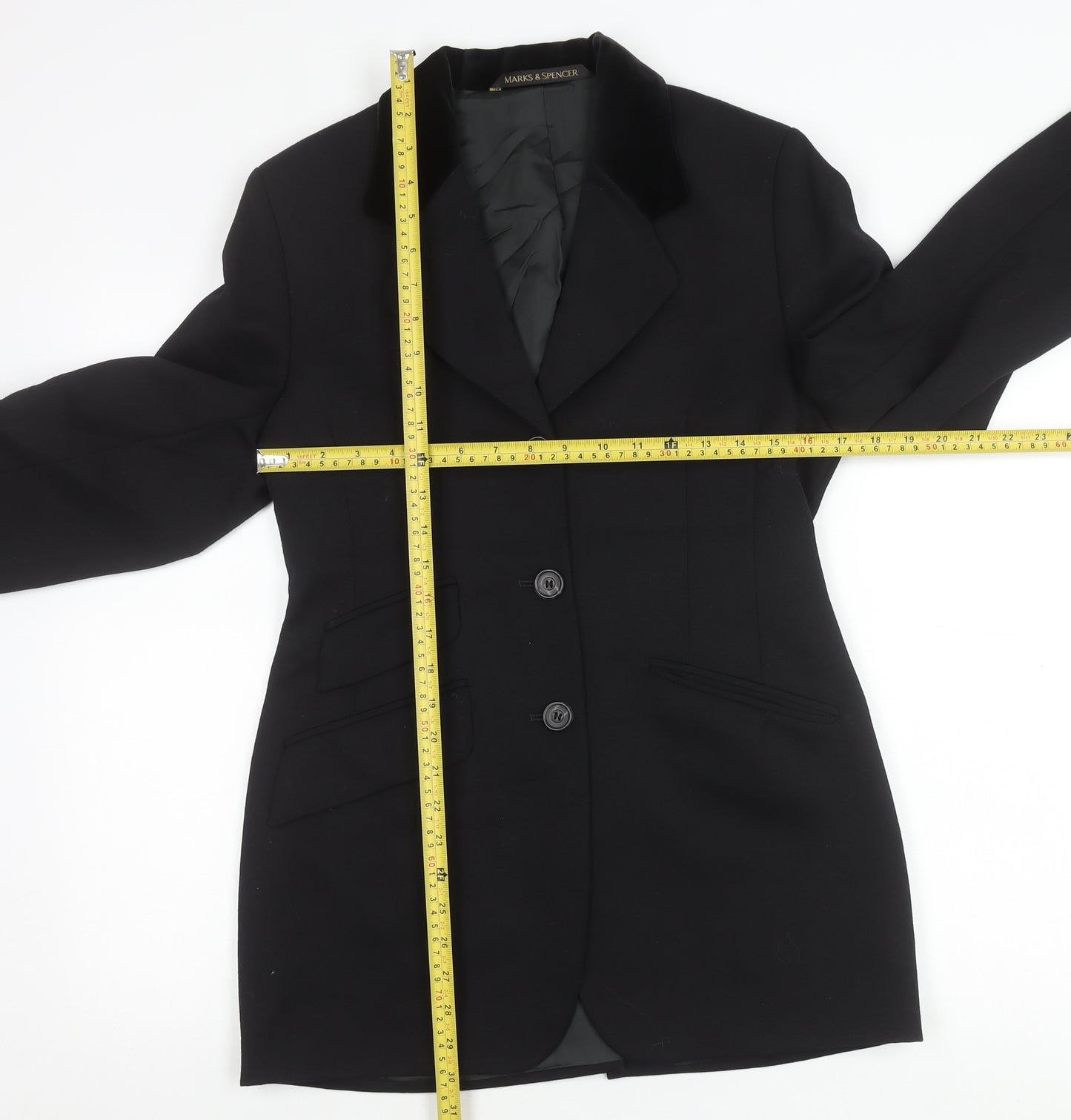 Marks and Spencer Women's Black Wool Blazer Jacket UK 8