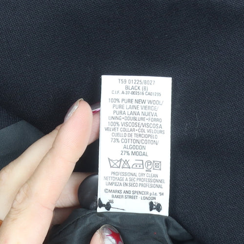Marks and Spencer Women's Black Wool Blazer Jacket UK 8