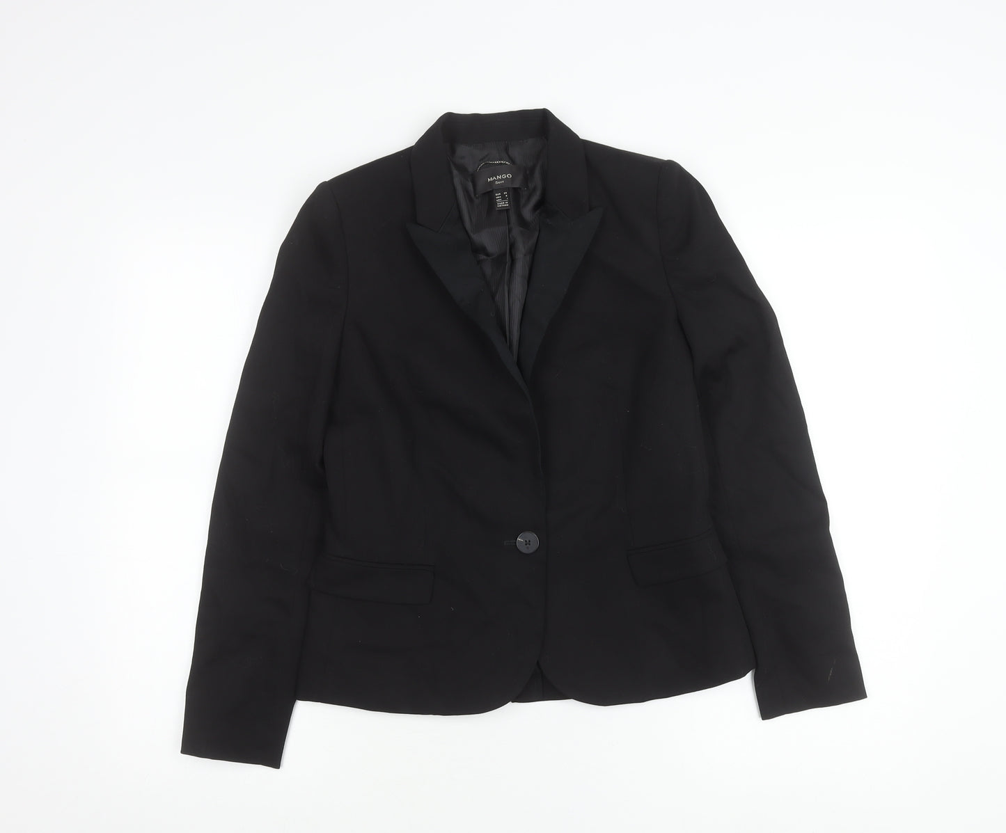 Mango Womens Black Slim Fit Suit Jacket Blazer Size UK 6