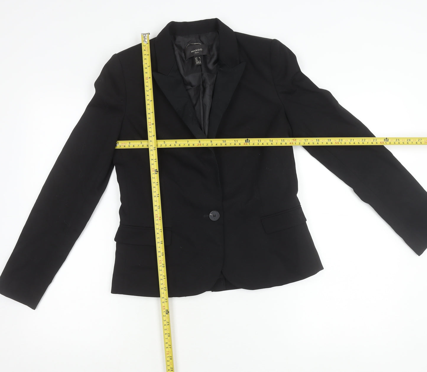 Mango Womens Black Slim Fit Suit Jacket Blazer Size UK 6
