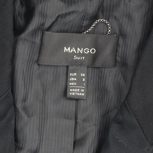 Mango Womens Black Slim Fit Suit Jacket Blazer Size UK 6