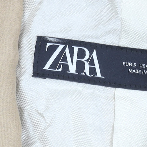 Zara Womens Beige Blazer Jacket Size S Regular Fit One Button