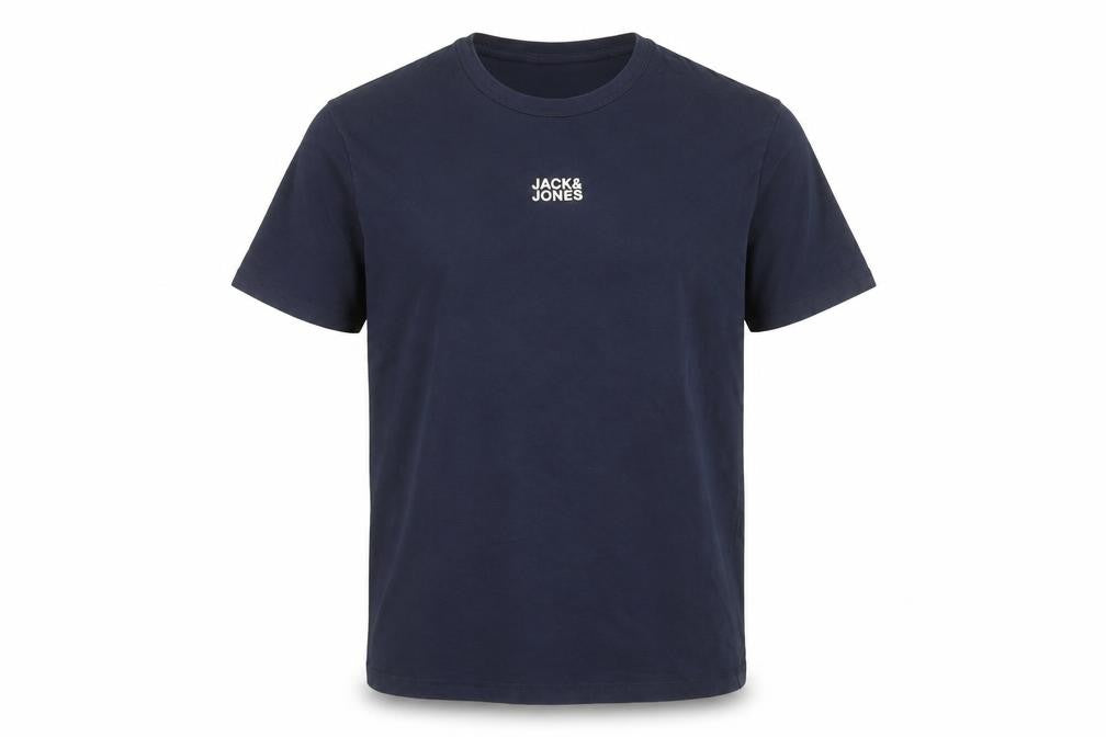 Jack & Jones Men’s Blue Cotton Crew Neck Logo T-Shirt Size M