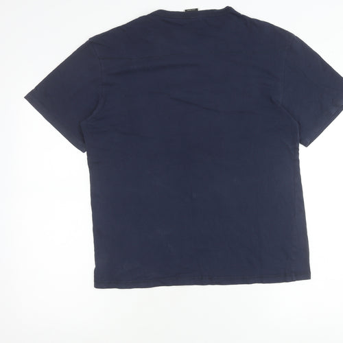 Jack & Jones Men’s Blue Cotton Crew Neck Logo T-Shirt Size M