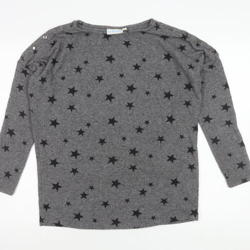 JoJo Maman Bébé Women’s Grey Star Print Pullover Jumper Size S