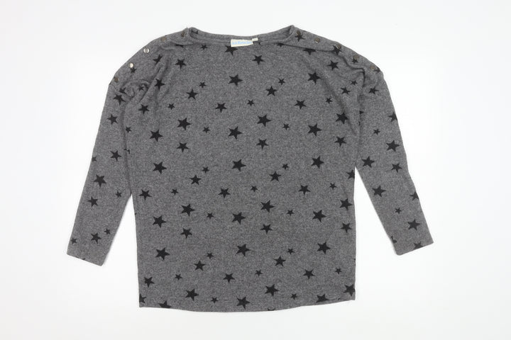 JoJo Maman Bébé Women’s Grey Star Print Pullover Jumper Size S