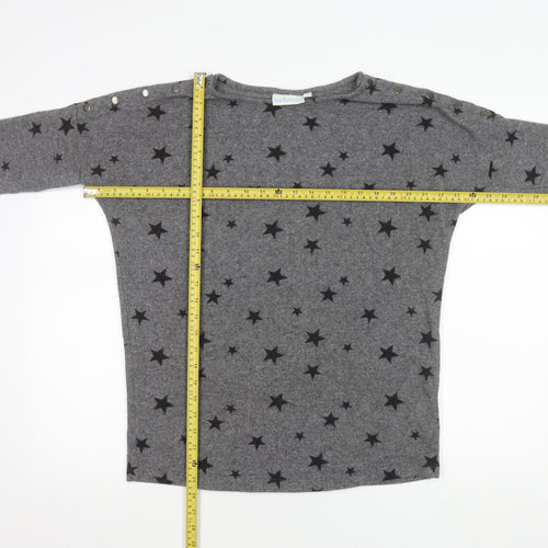 JoJo Maman Bébé Women’s Grey Star Print Pullover Jumper Size S
