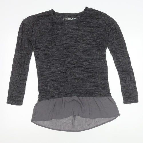Marks and Spencer Women’s Grey Tunic Blouse Size 8 Long Sleeve Frill Hem