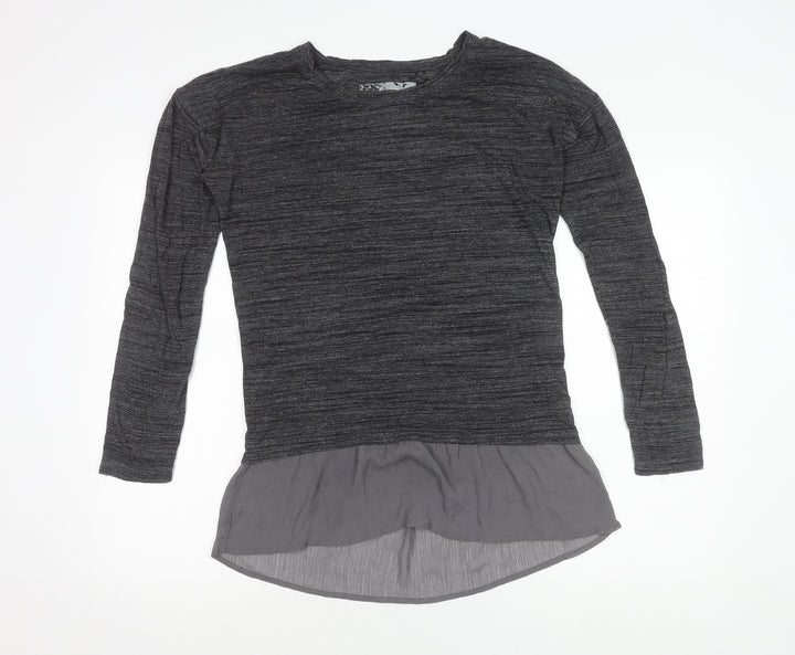 Marks and Spencer Women’s Grey Tunic Blouse Size 8 Long Sleeve Frill Hem