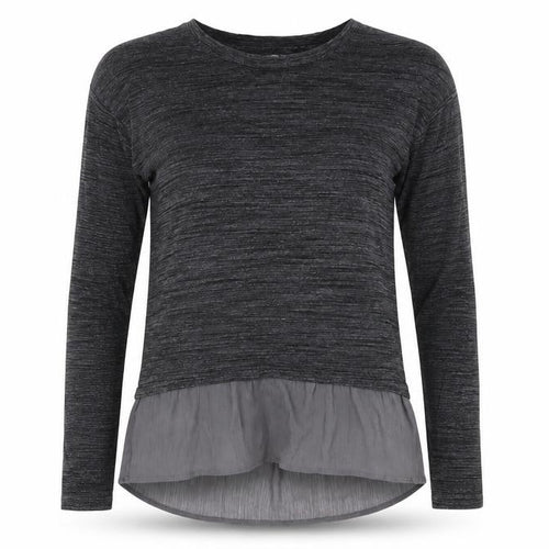 Marks and Spencer Women’s Grey Tunic Blouse Size 8 Long Sleeve Frill Hem