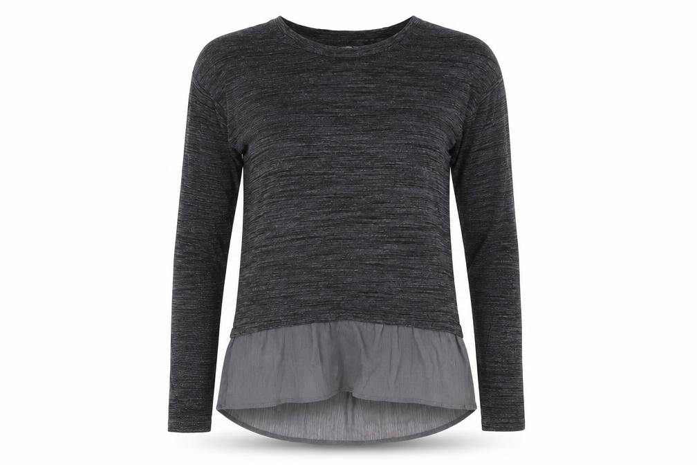 Marks and Spencer Women’s Grey Tunic Blouse Size 8 Long Sleeve Frill Hem