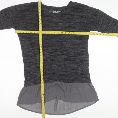 Marks and Spencer Women’s Grey Tunic Blouse Size 8 Long Sleeve Frill Hem