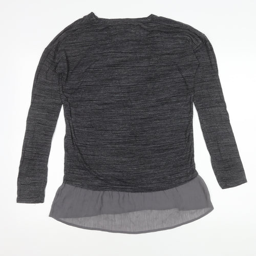 Marks and Spencer Women’s Grey Tunic Blouse Size 8 Long Sleeve Frill Hem
