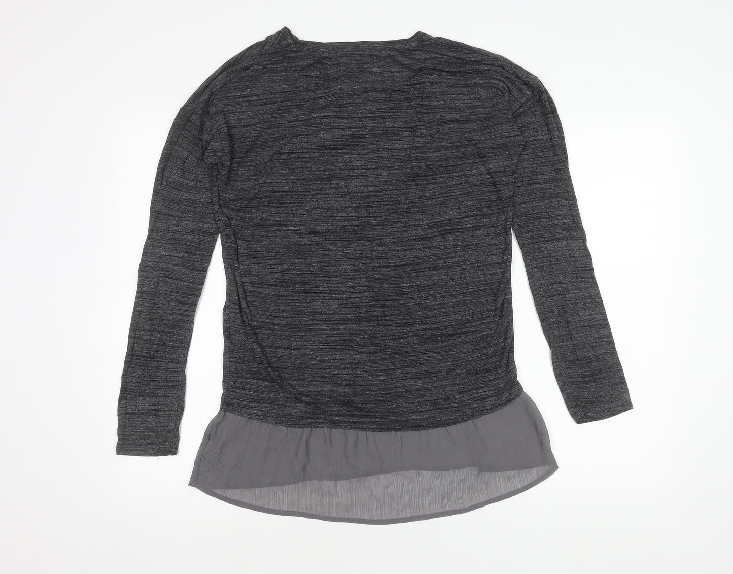 Marks and Spencer Women’s Grey Tunic Blouse Size 8 Long Sleeve Frill Hem